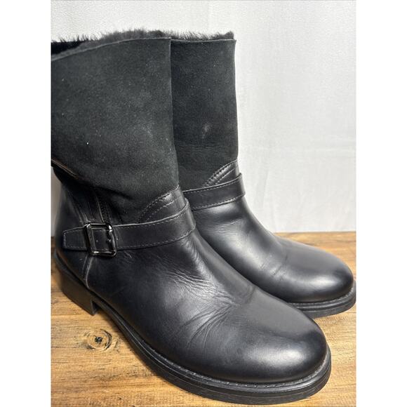 Aquatalia Black Leather Boots Women's Size 10 Made in Italy Shearling Lined EUC - Picture 3 of 9